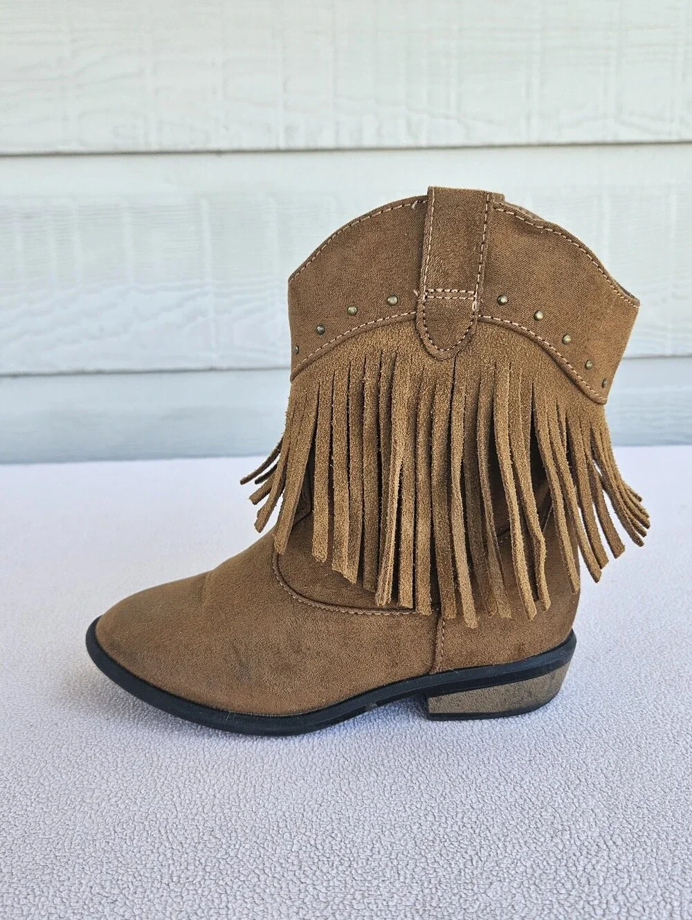 Cat & Jack Fringe Brown Boot Girl SZ 10 Half Zip Boho Western Country Rodeo